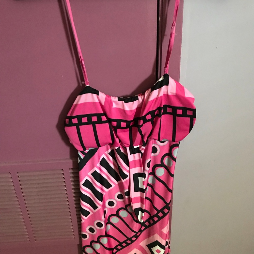 Pink and black tank top